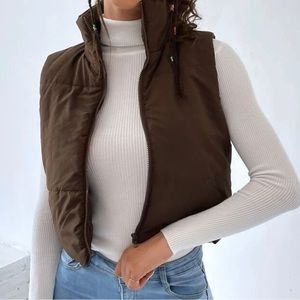 Solid Zip Up Puffer Vest